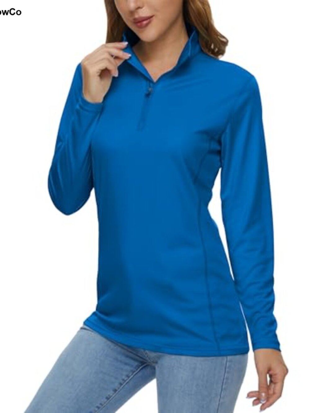 Women's Long Sleeve Quarter Zip UPF 50+ Quick Dry Athletic Shirt for Workout